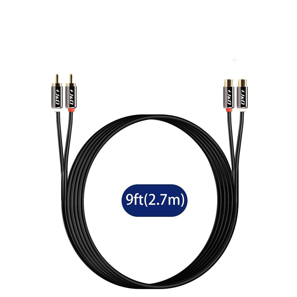 J&D 2RCA extension linking stereo receivers to speakers with ease