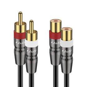 J&D 2RCA extension front view showing both male and female ends for flexible connections