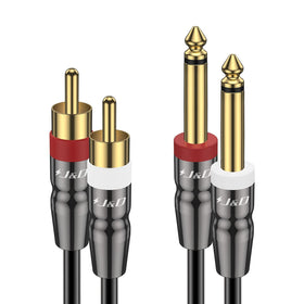 J&D dual 1/4 inch to RCA cable with gold-plated connectors for clean audio transmission
