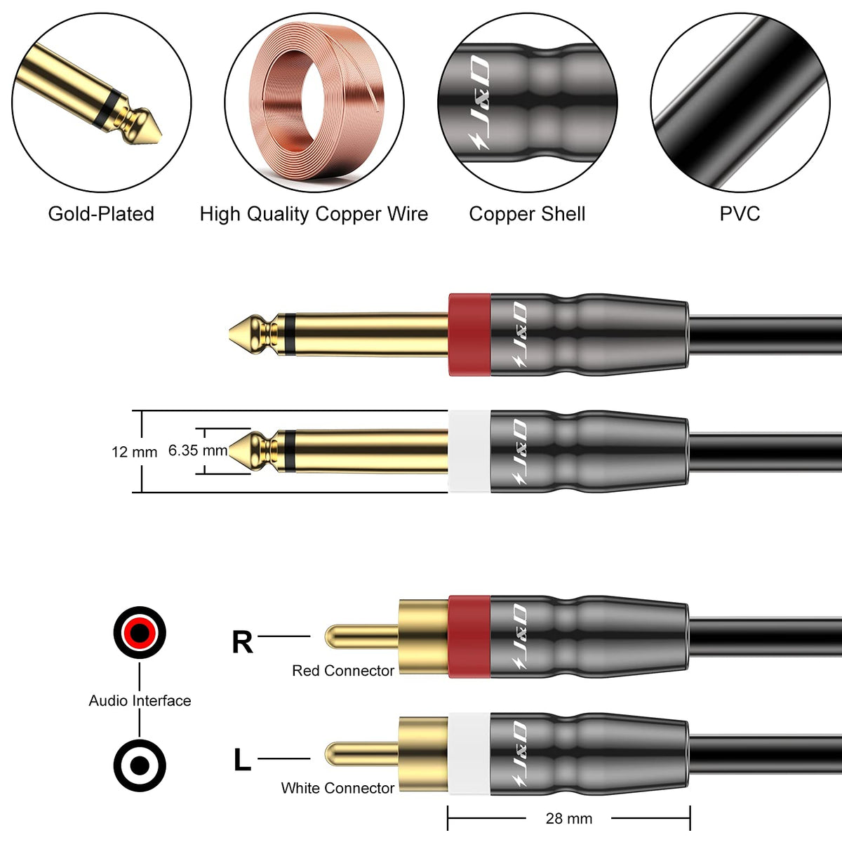 J&D 9 ft cable in heavy-duty shell for reliable home theater setups.
