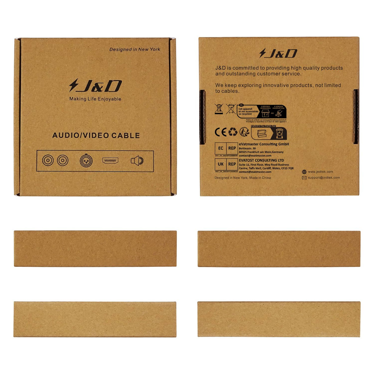 J&D heavy-duty interconnect for studio and living room use.