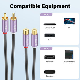 J&D two-male to two-female RCA ends shown for seamless device integration.