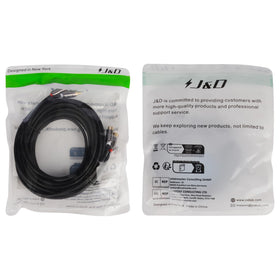 J&D box with 2RCA extension cable guide and warranty information