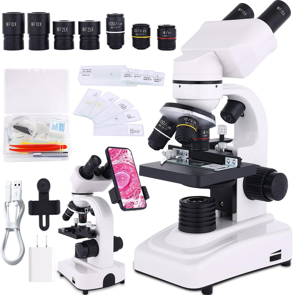 JECONE microscope with dual illumination for opaque and translucent samples, great for classrooms.