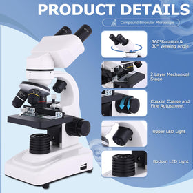 JECONE microscope mechanical stage provides precise slide control for detailed study.
