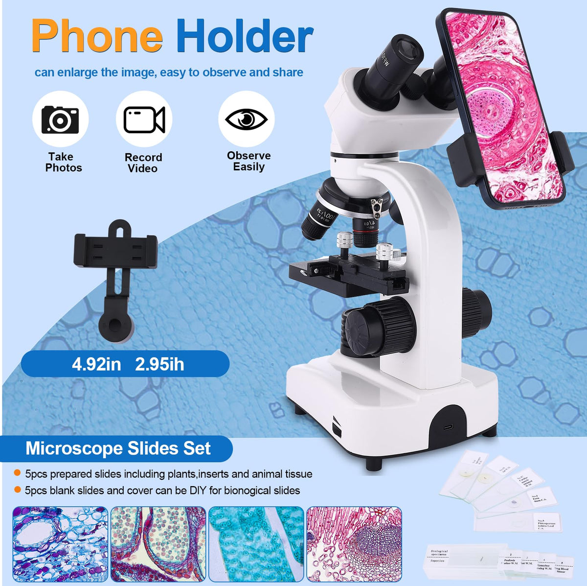 JECONE microscope with included slides set supports hands-on science at home.