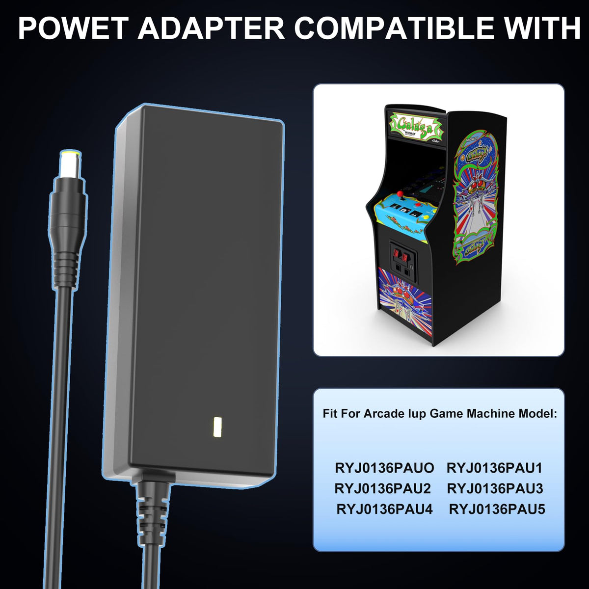 Jeestam 12V cord keeps your arcade room clutter-free and safe.