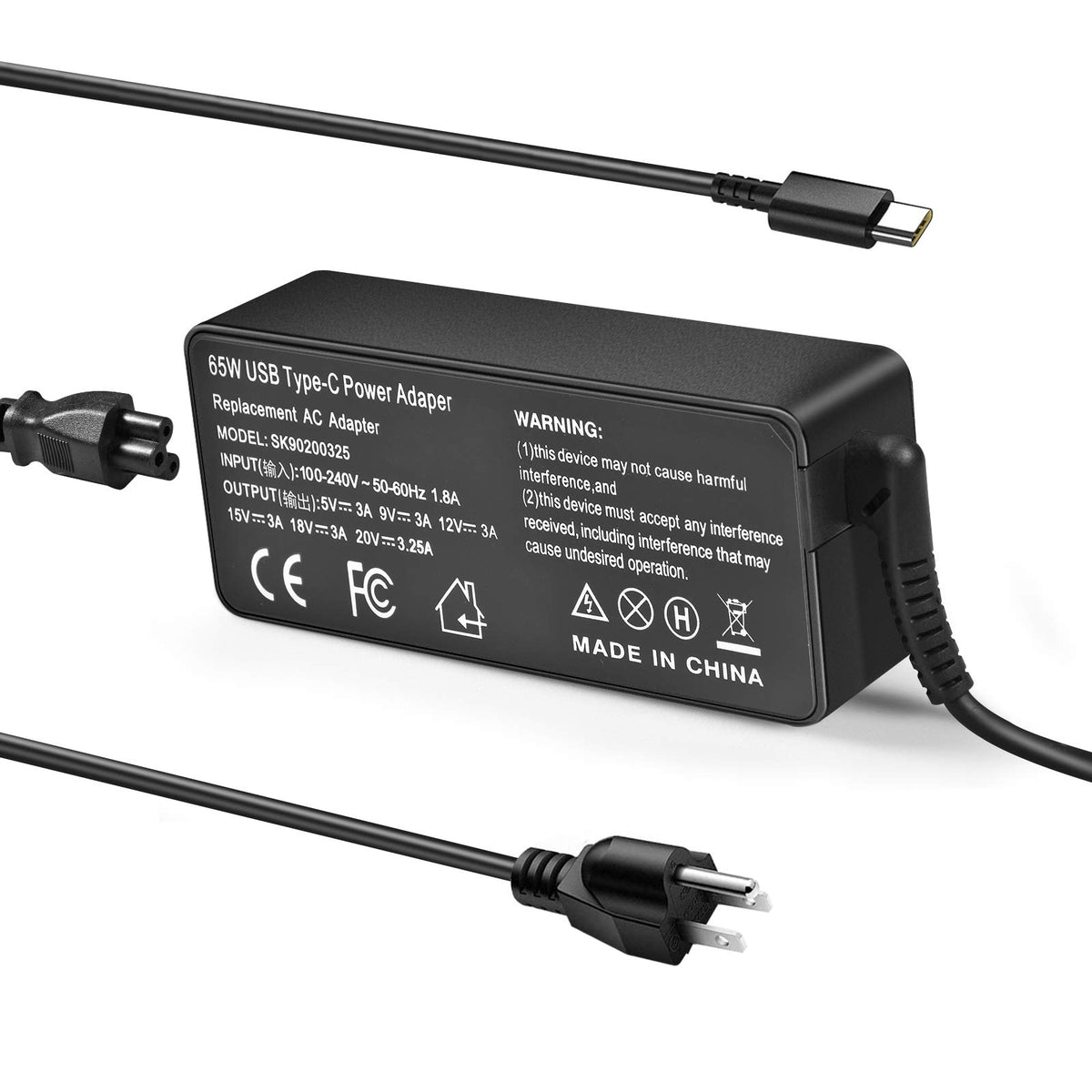 Jeestam 65W USB-C charger front view with portable design for HP OmniBook.