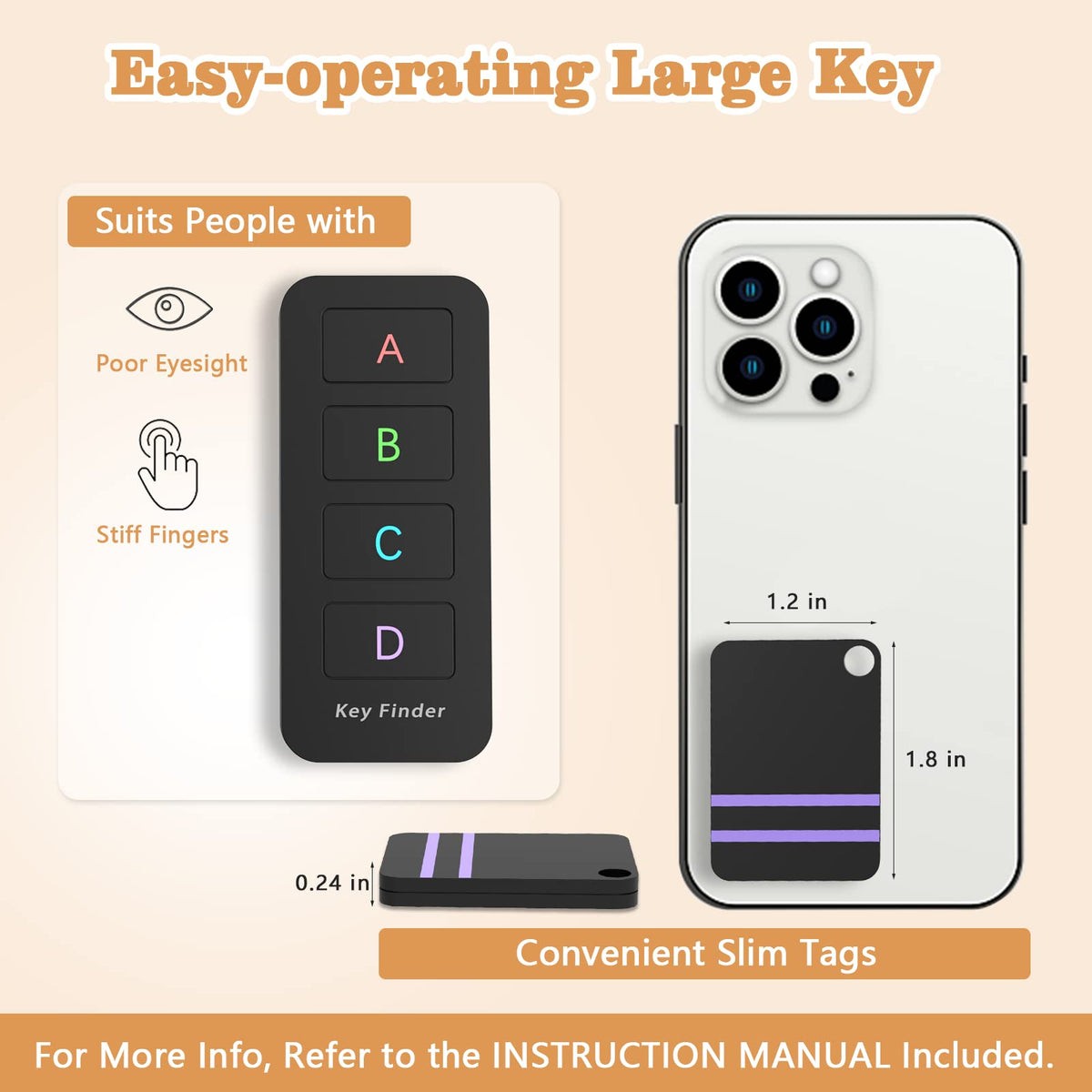 Jegoteer pack of 4 remote finders for easy item tracking