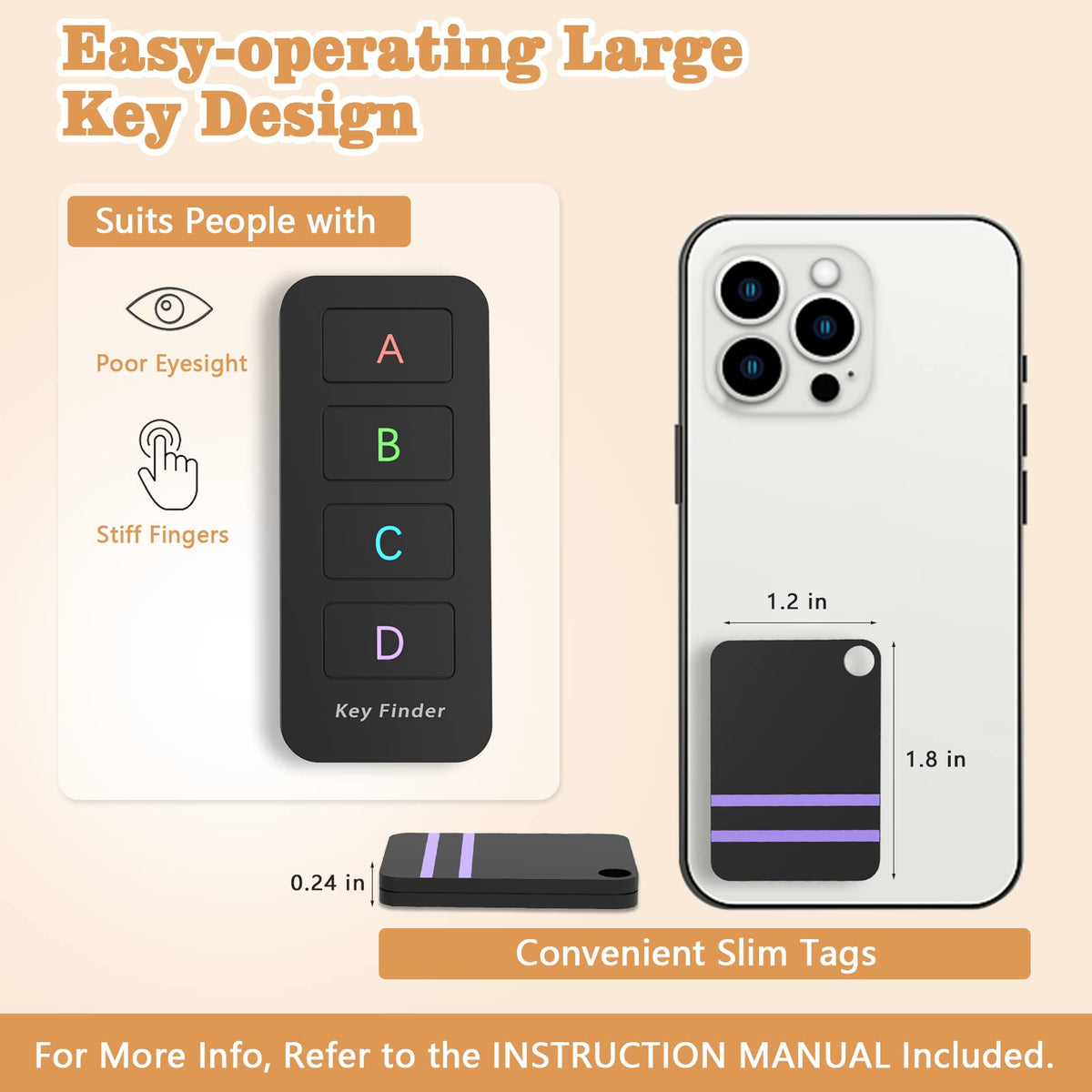 Jegoteer transmitter button detail with color-coded buttons, enabling quick item selection