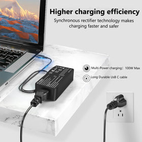 JEIBAO 100W USB-C charger angled view emphasizes sturdy build.