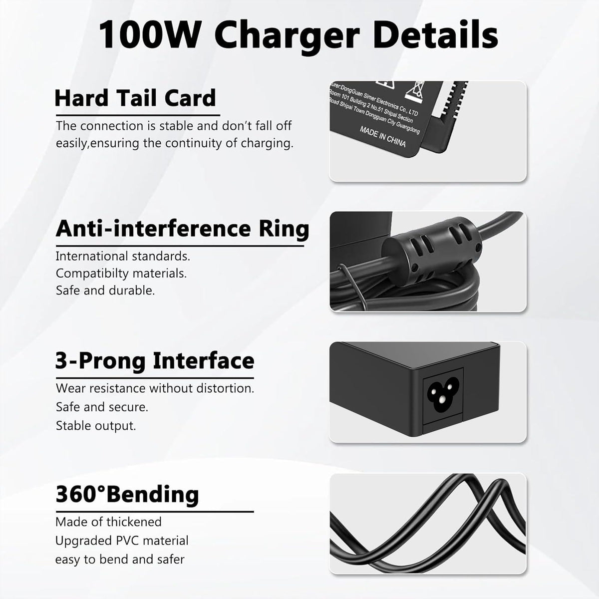 JEIBAO 100W USB-C charger side profile showing slim, portable form.