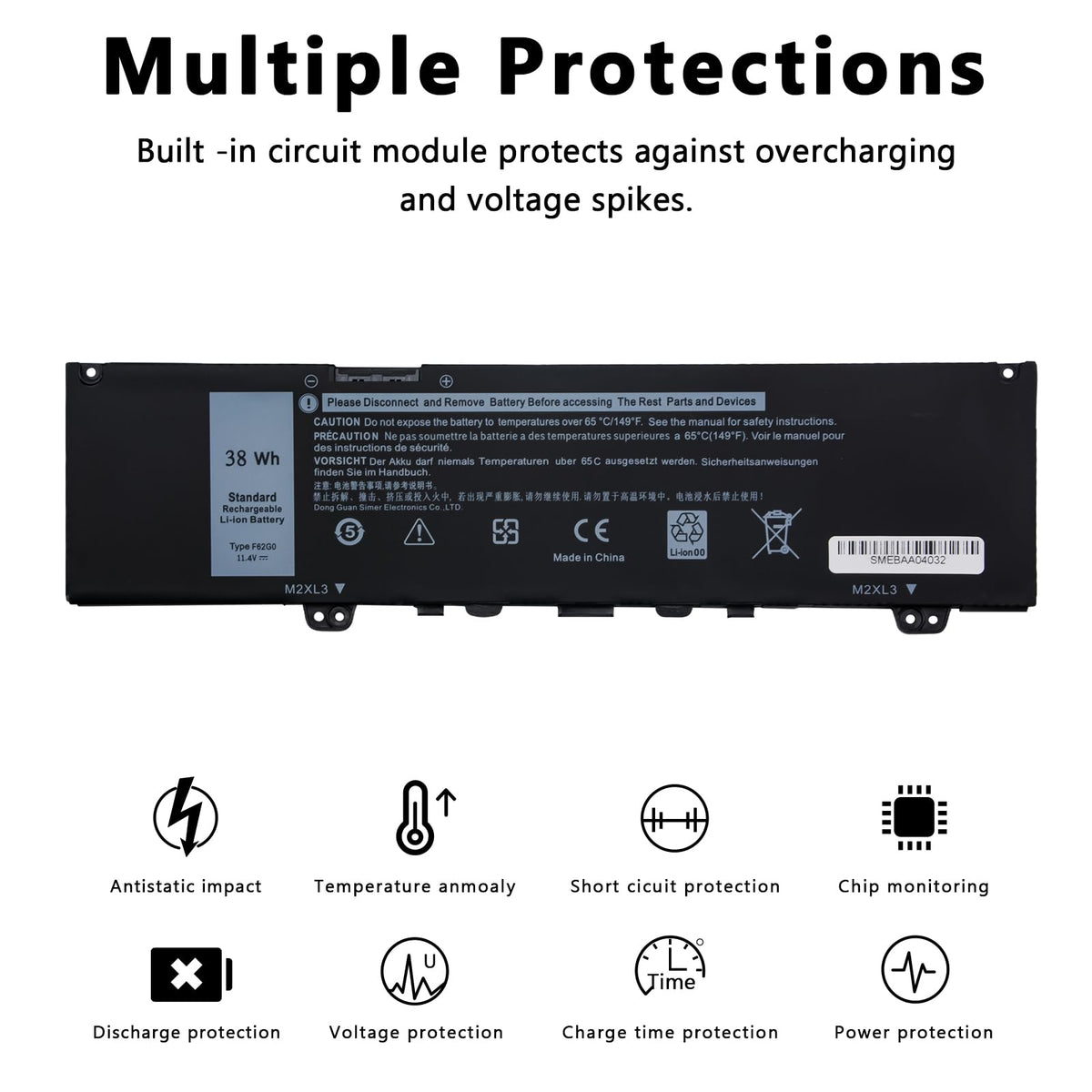 JEIBAO F62G0 battery for Dell Inspiron 5370 – steady performance