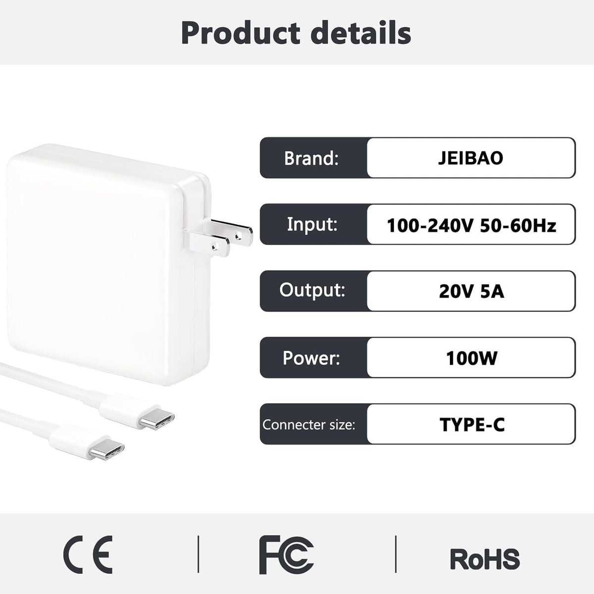 JEIBAO PD3.0 fast charging technology detects device and optimizes power.