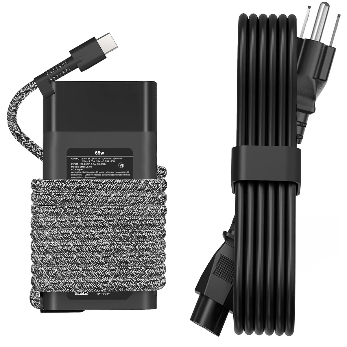 JEIBAO Slim 65W USB-C charger powering an HP Envy X360 on the go.