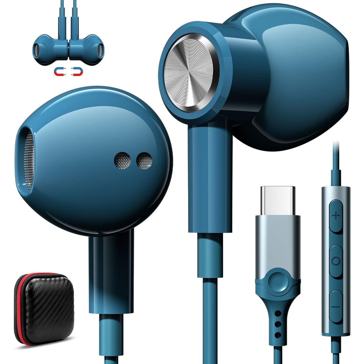 Jelanry front packaging showing Type-C earbuds and compact case for travel convenience