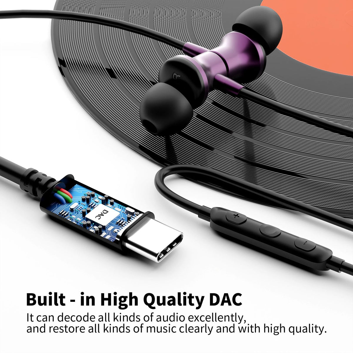 Jelanry USB-C earphones in compact storage case for travel