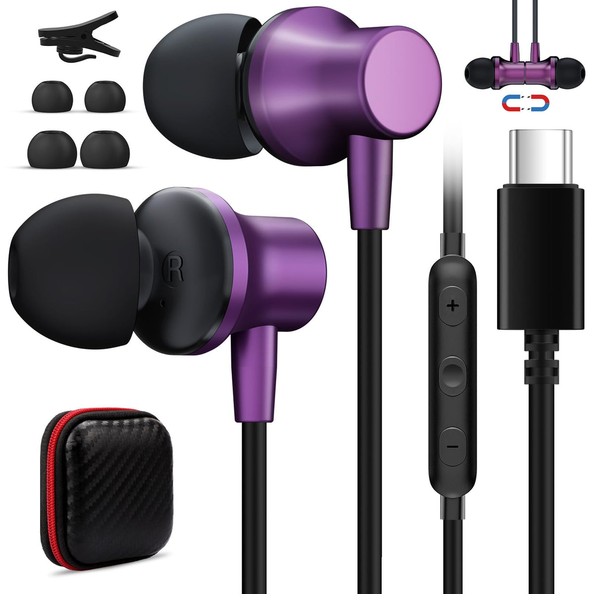 Jelanry USB-C earphones with crisp mids and deep bass for immersive audio