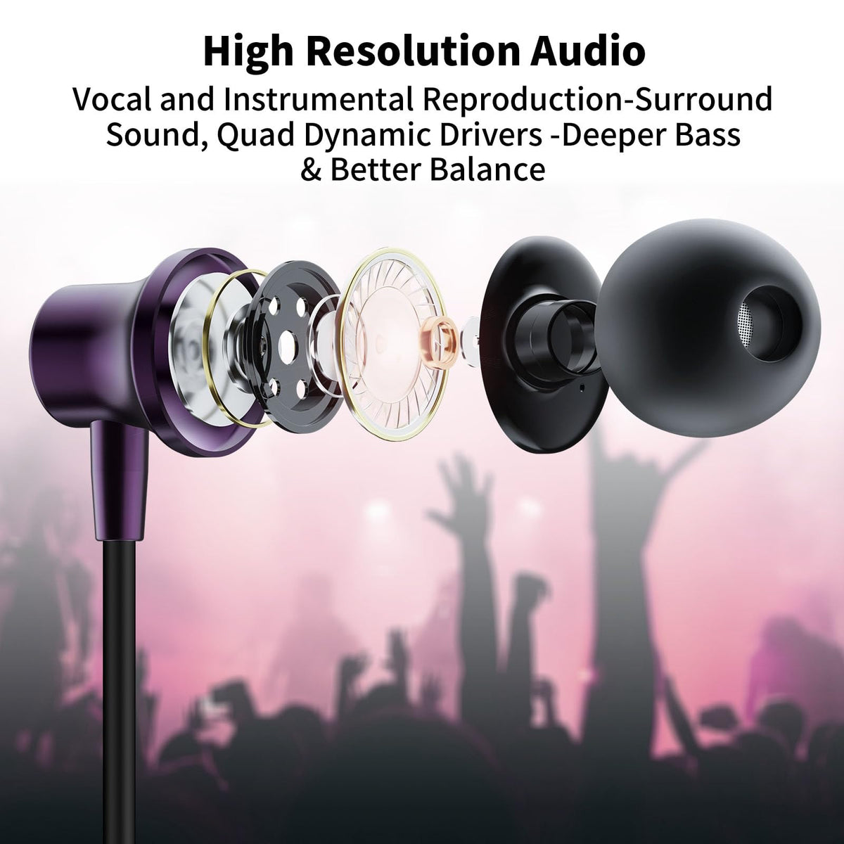 Jelanry USB-C earphones magnetic back design for secure wear