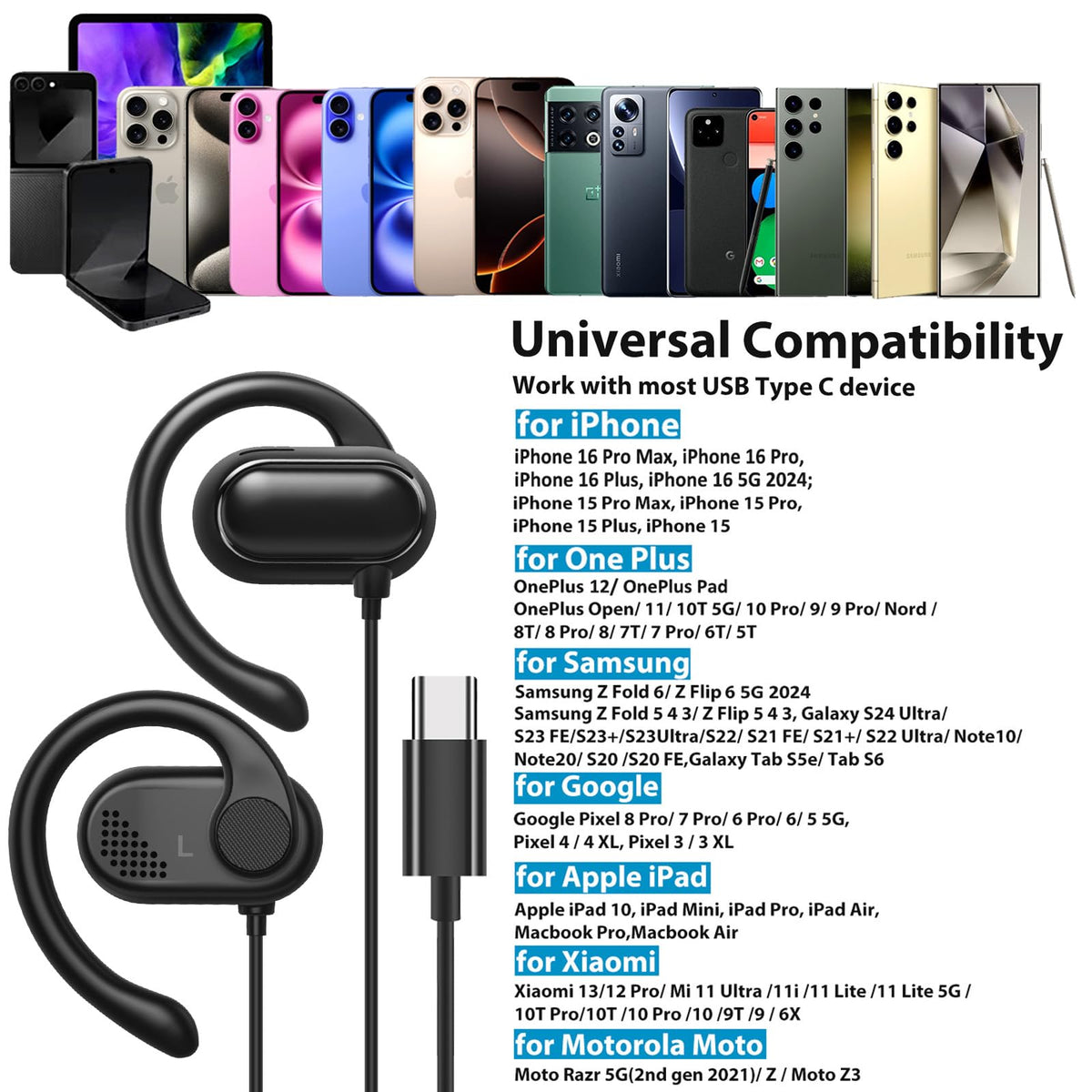 Rotatable open-ear fit with soft silicone ear-hooks for secure sport wear.