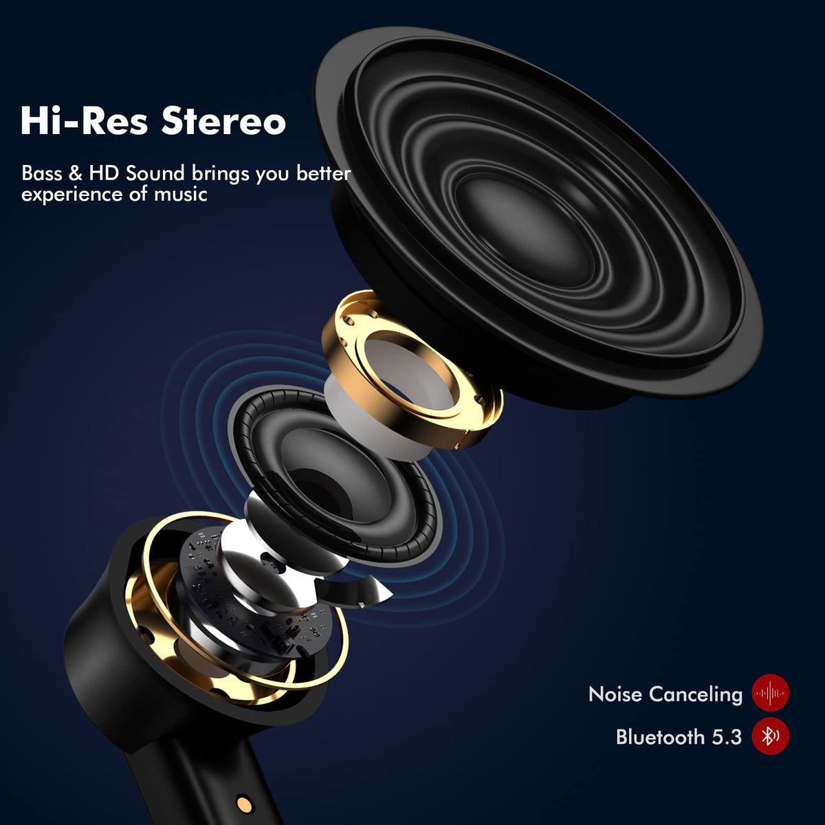 Jelanry wireless earbuds with touch control for easy playback and calls.