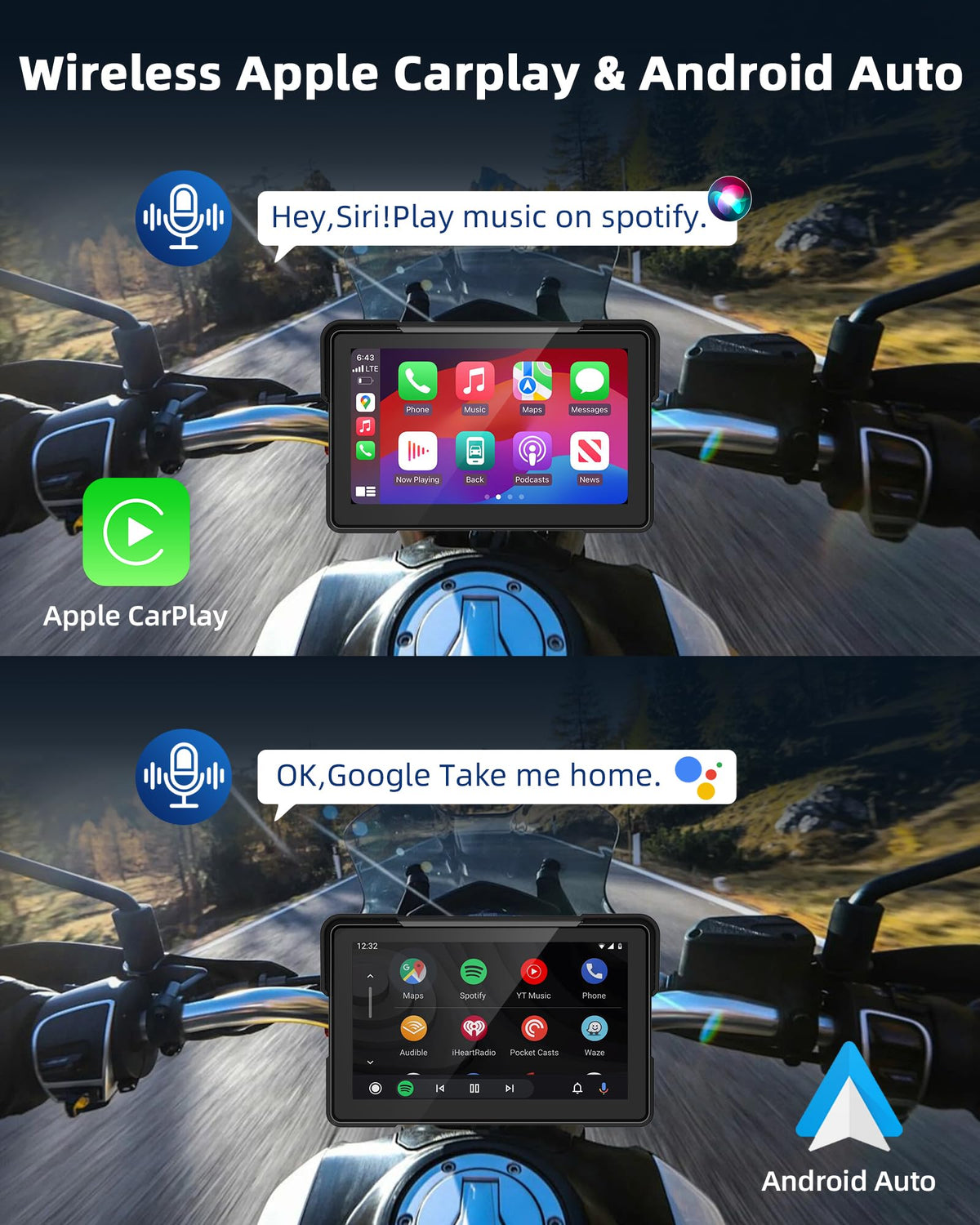 jelkuz 7-inch motorcycle CarPlay rear dashcam captures rear view