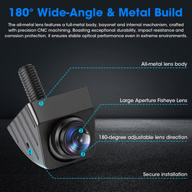 Jelkuz 1080p AHD backup camera, rear view for safe reversing and curb avoidance.