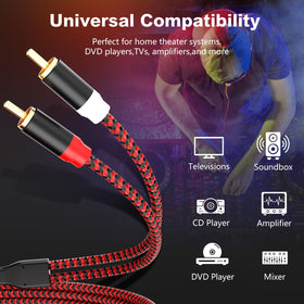 Jelly Tang 15ft RCA cable with red-white connectors for quick stereo hookups.