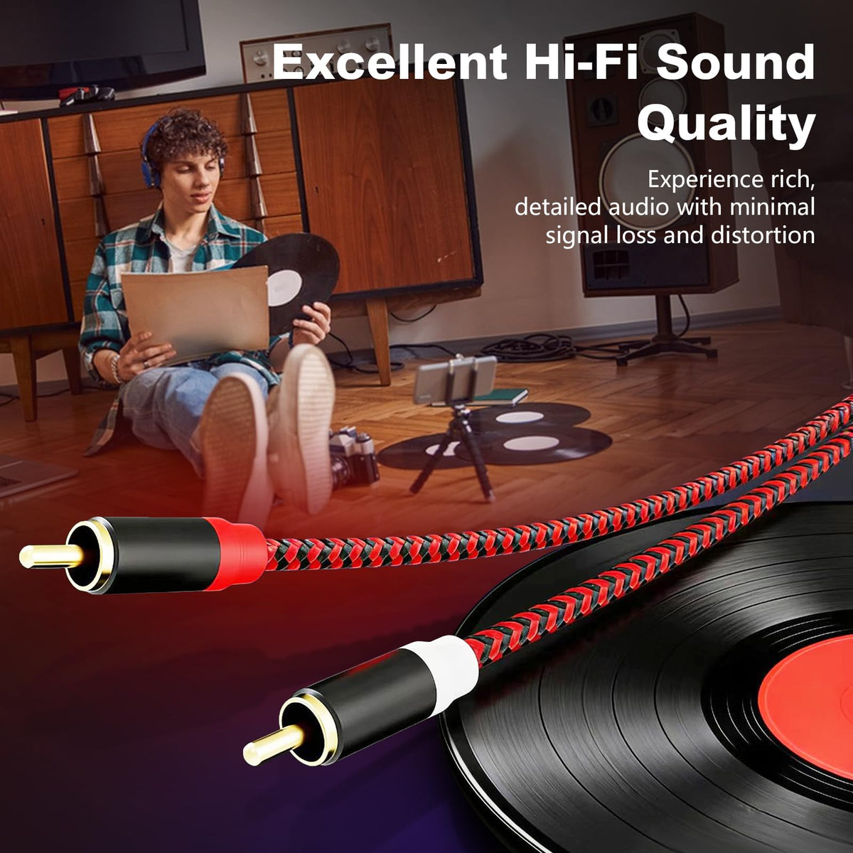 Jelly Tang RCA cable uses oxygen-free copper with double shielding for cleaner signal.