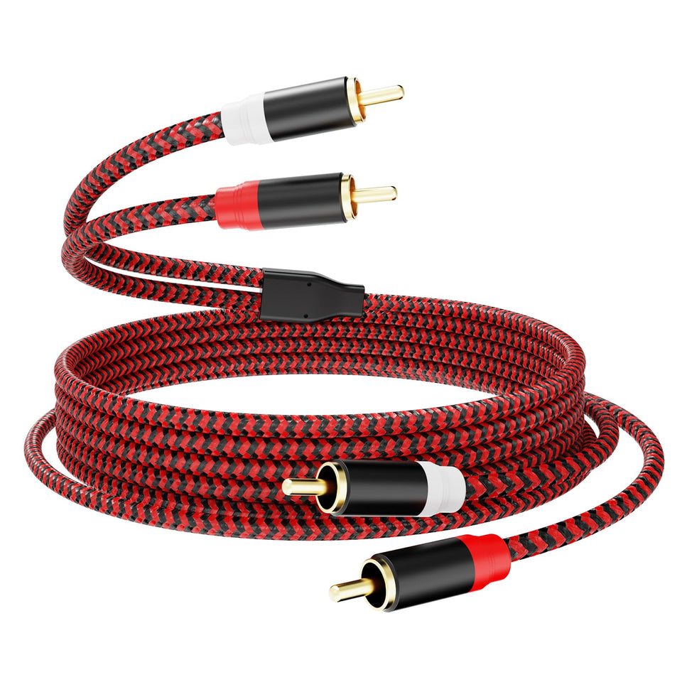 Jelly Tang RCA cable 20ft with red and white connectors for easy left-right setup.
