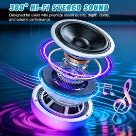JEMULICE speaker grille detail emphasizing waterproof seal and clear 360° audio
