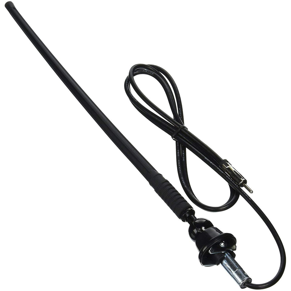 Jensen 1181067 top-mount AM/FM antenna with adjustable 90-degree angle for flexible mounting.