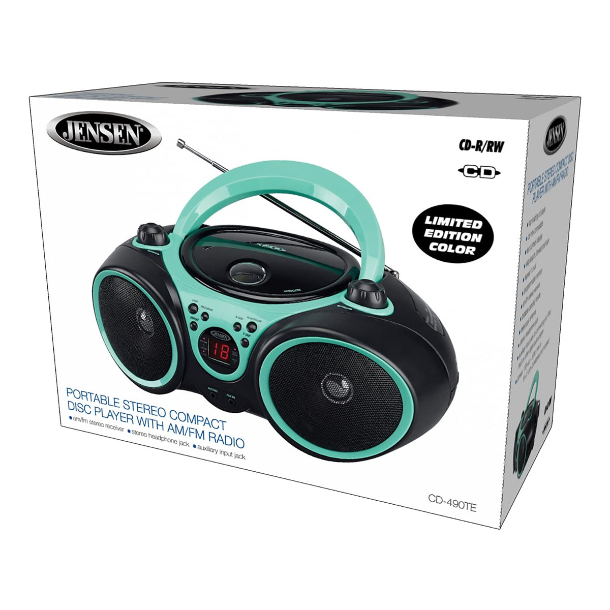 Jensen CD-490 at a picnic showing aux connection and outdoor listening convenience