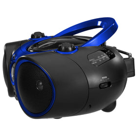 Jensen CD-490 in outdoor setting with carry handle for portable listening