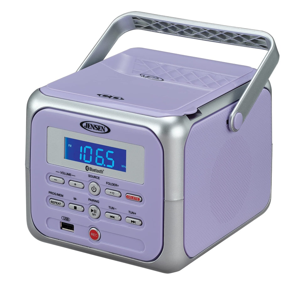 Jensen CD-660 front view showing speakers and control panel for clear portable audio