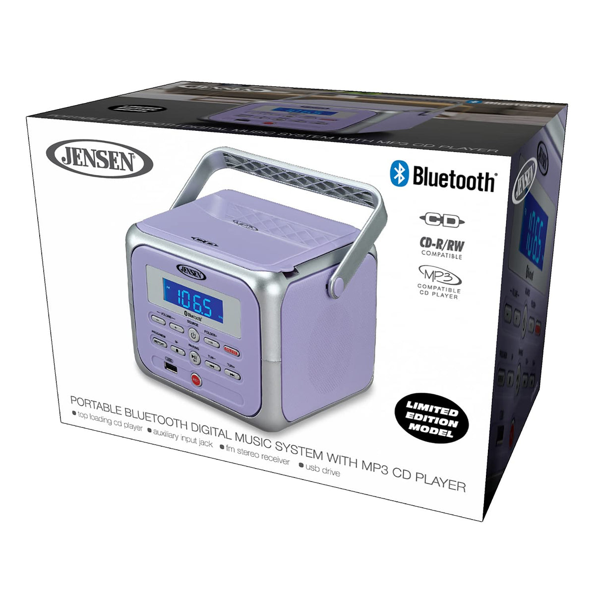 Jensen CD-660 on a kitchen table streaming via Bluetooth for hands-free listening