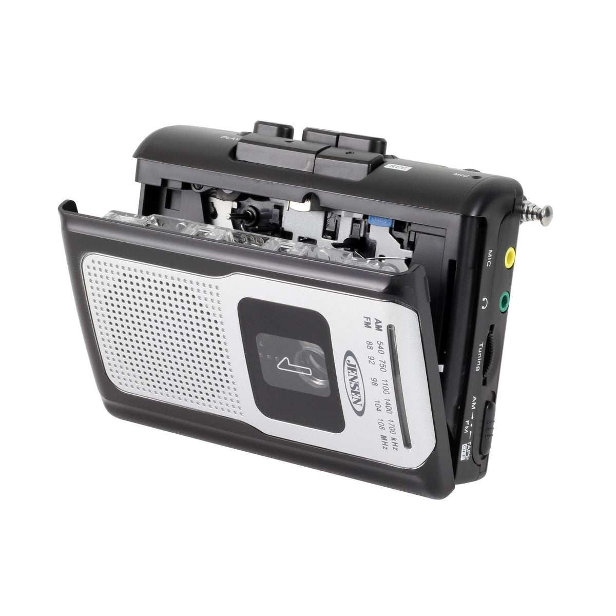 Jensen CR-100 built-in speaker delivers clear stereo sound