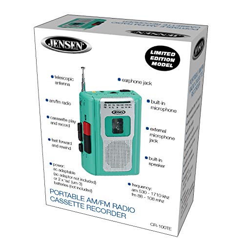 Jensen CR-100 Teal in use at beach or park for portable entertainment.