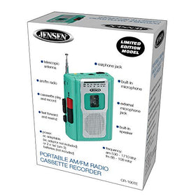 Jensen CR-100 Teal in use at beach or park for portable entertainment.