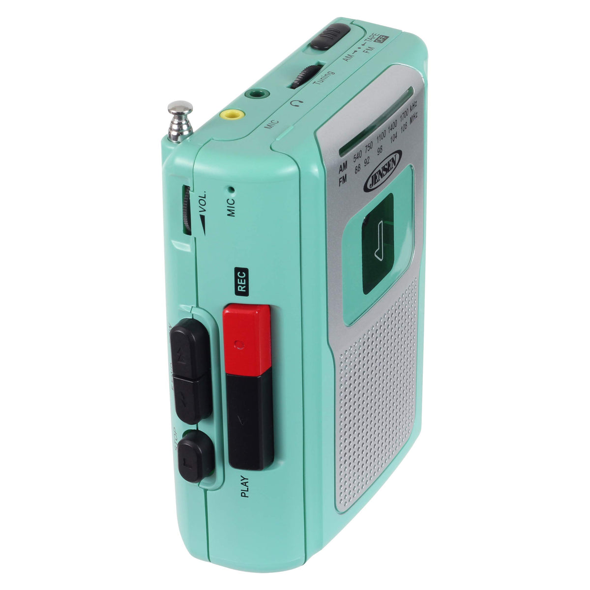 Jensen CR-100 Teal top view showing lightweight form for quick use.