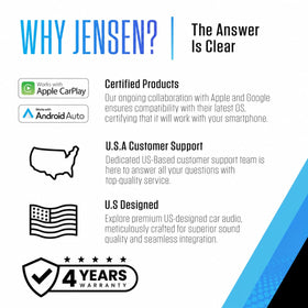 Jensen J1CA8FL Bluetooth hands-free for clear phone calls and streaming.