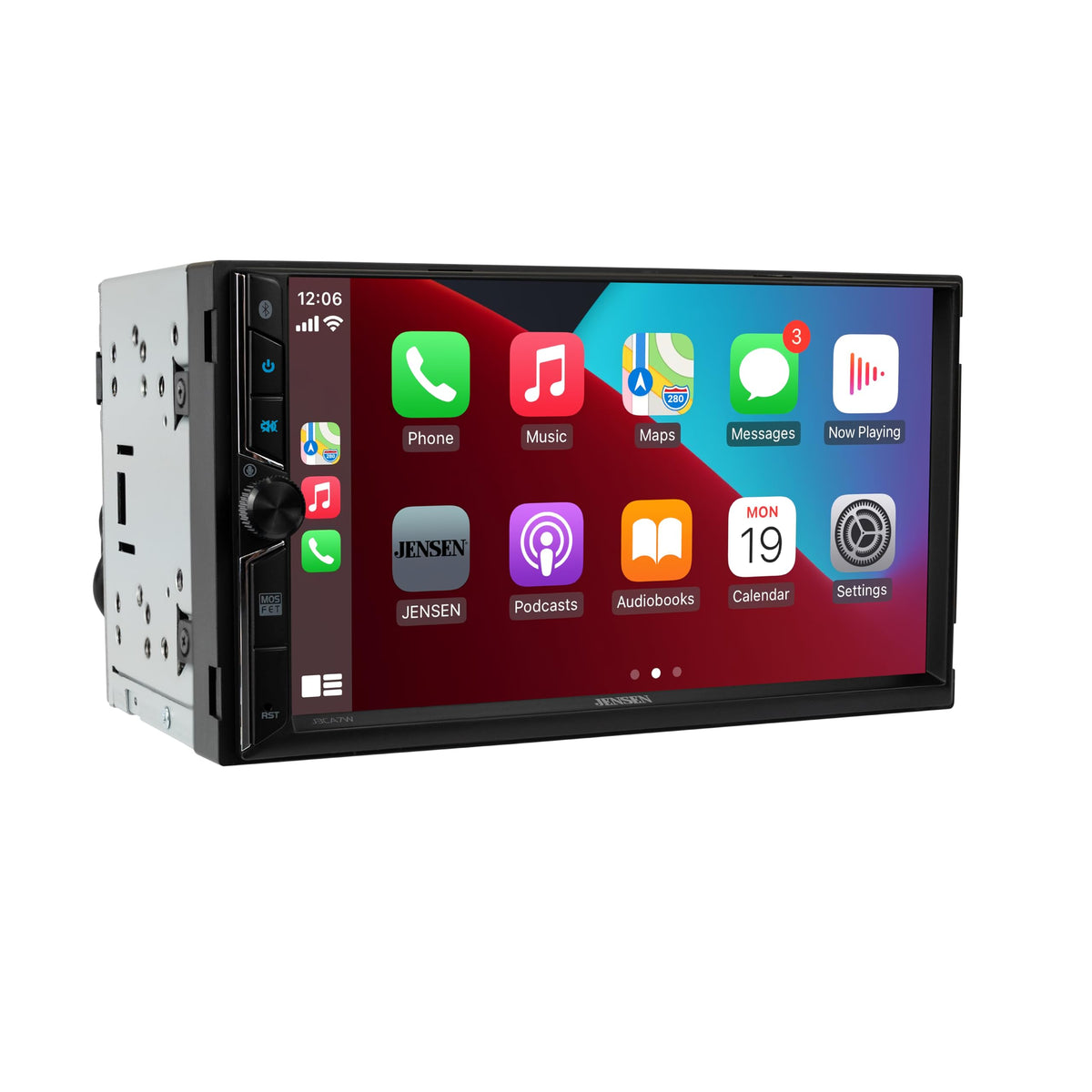 Jensen J3CA7W Bluetooth hands-free keeps calls and streaming clutter-free.