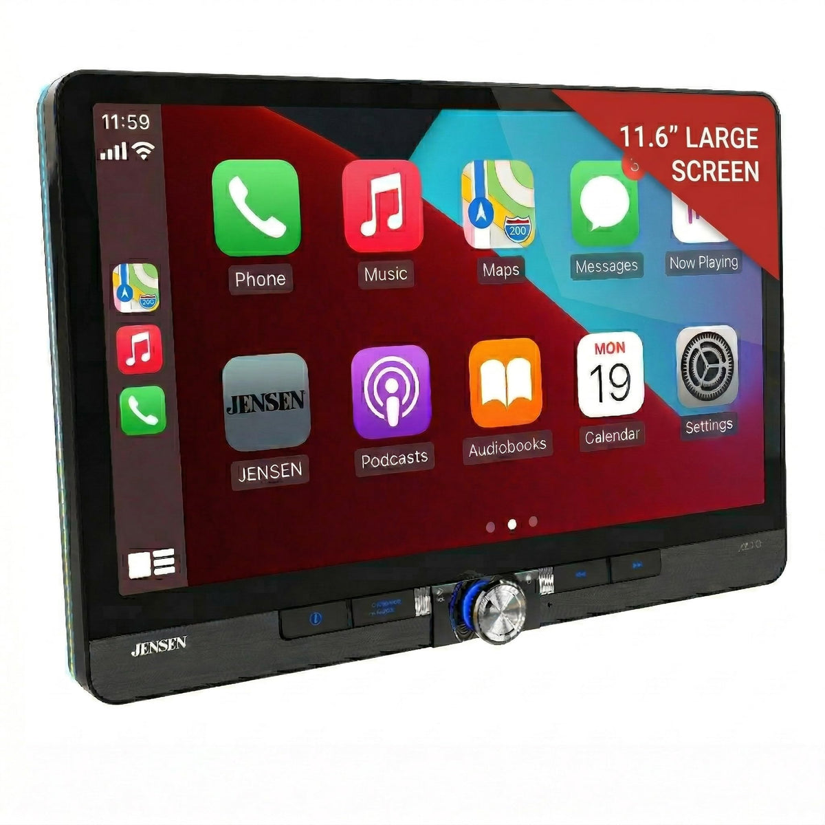 Jensen J5CA12 11.6-inch floating display enhances in-dash readability on the road