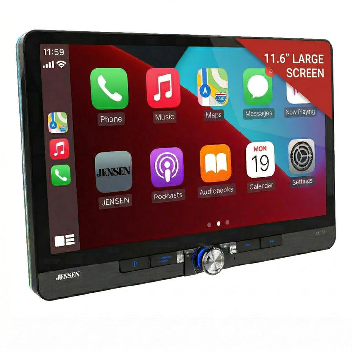 Jensen J5CA12 11.6-inch floating display enhances in-dash readability on the road