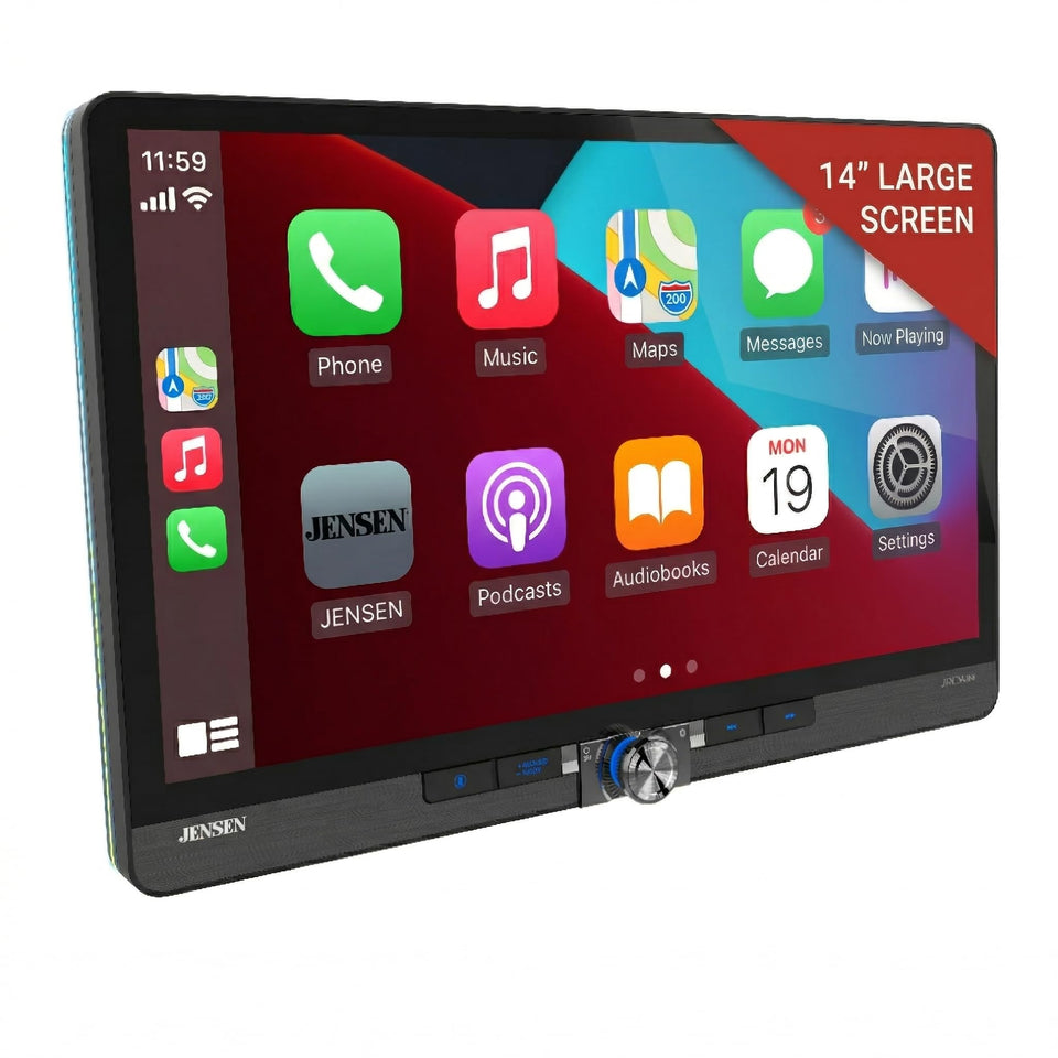 Jensen J5CA14 14-inch floating display offers clear navigation and media viewing