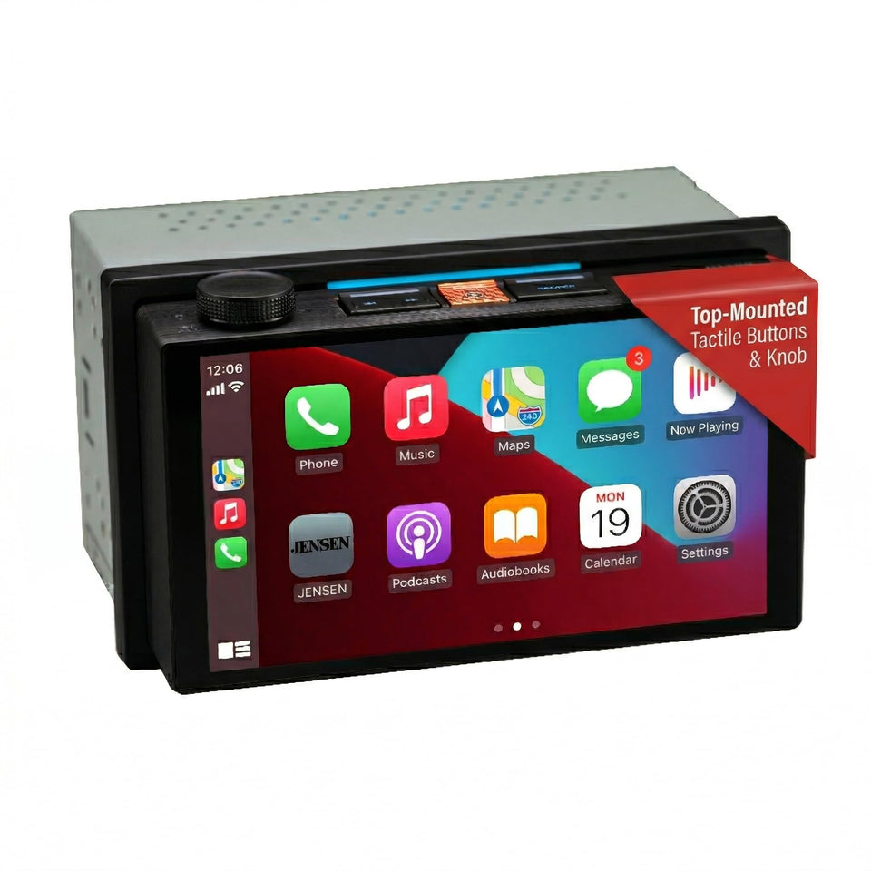 Jensen J5UP7 7-inch screen for clear navigation and media on the dash
