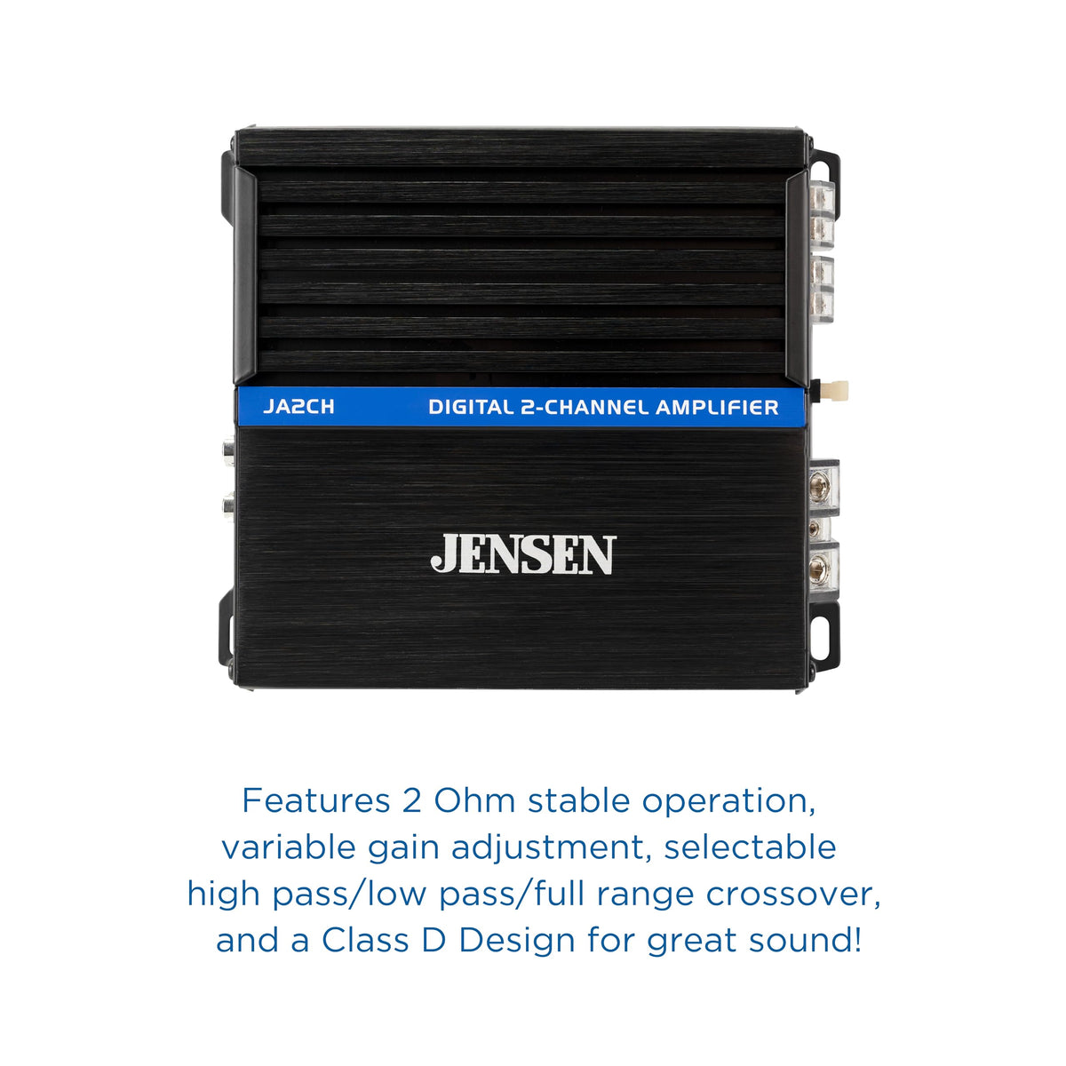 Jensen JA2CH compact design seen from the side for easy under-dash mounting.