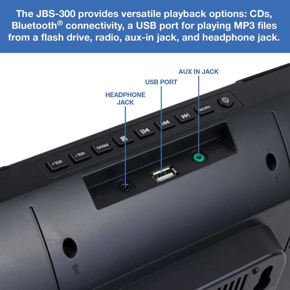 Jensen JBS-300 auxiliary input port for external devices