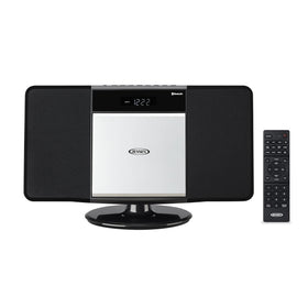 Jensen JBS-300 front-loading CD player ready for MP3 CD playback in home audio setup