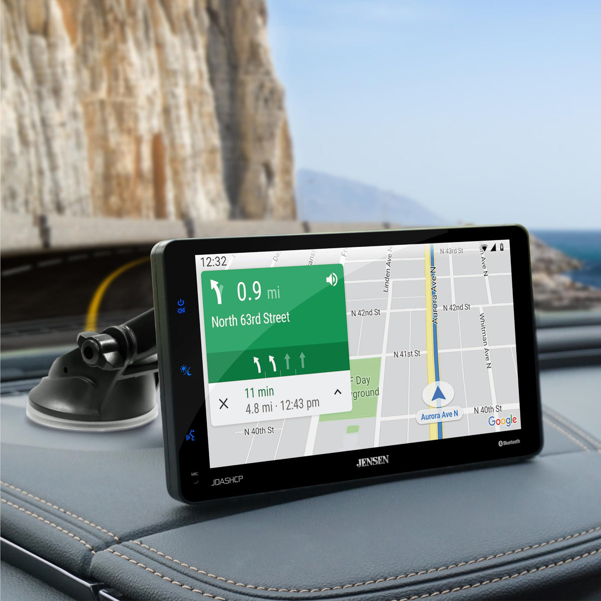 Jensen JDASHCP dash-windshield mount options provide versatile installation in any vehicle.